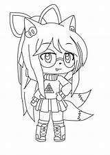 Coloring Pages Girl Gacha Fox Tails Life Club Color Two Online Kids Popular sketch template