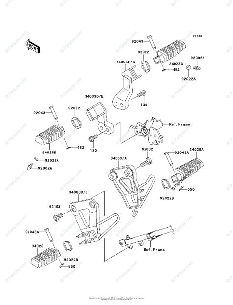 kawasaki motorcycle  oem parts diagram  footrests partzillacom
