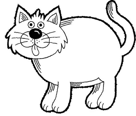 funny drawing  fat kitty cat coloring page kids play color