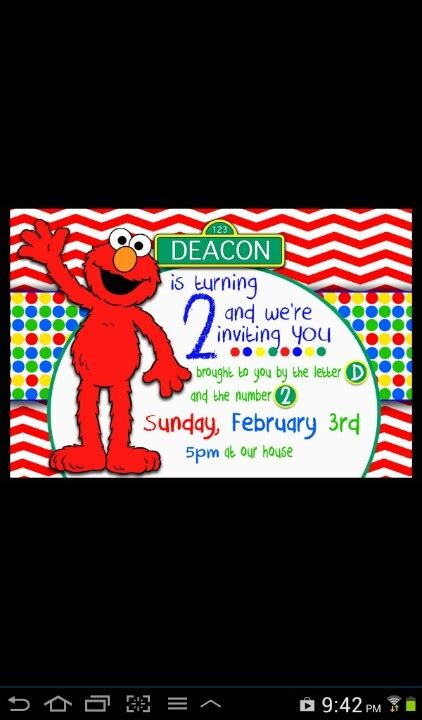 Shannon Edwards Deacons Birthday Invites For His Elmo Birthday Party