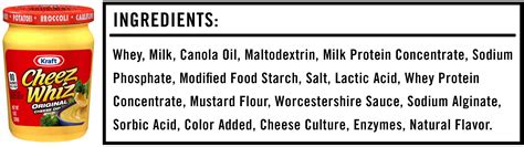 cheez whiz ingredients label labels design ideas