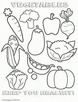 Coloring Food Pages Healthy Vegetables sketch template