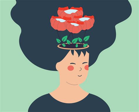 illustration  positive thinking mindset young woman  flowers
