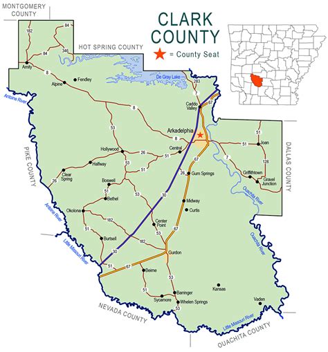 zz clark county map encyclopedia  arkansas