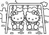 Coloring Girls Kitty Hello Printable Pages Twin Swing Colouring Kids Her Print Color Friends Cute Twins Ecoloringpage Mewarnai Activity sketch template