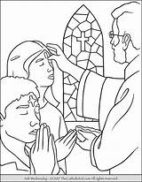 Coloring Ash Wednesday Lent Children Ashes During Receiving Forehead Their sketch template