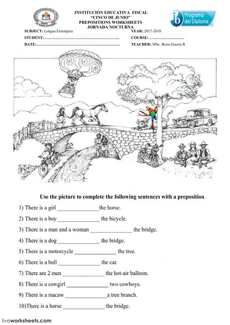 prepositions test interactive worksheet
