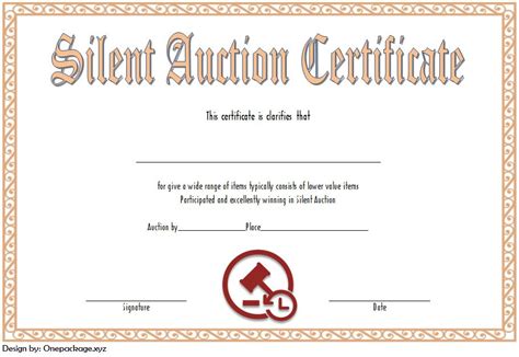 auction certificate template printable word searches