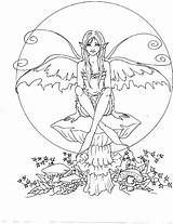 Coloring Pages Fairies Fairy Adult Nymph Amy Brown Book Printable Colouring Mythical Drawings Sea Books Fantasy Elf Color Mermaid Cute sketch template