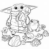 Frog Coloring Pages Baby Yoda Printable Kids sketch template