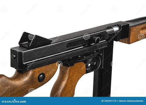 vintage submachine gun tommy gun close   army  mafia weapons