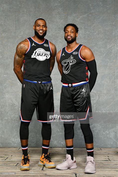 Lebron James And Dwyane Wade Of Team Lebron Pose For A Portrait Prior