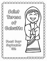 Calcutta Coloring Packet Reallifeathome Avila Saints Sketch Theresa Therese Catholic sketch template