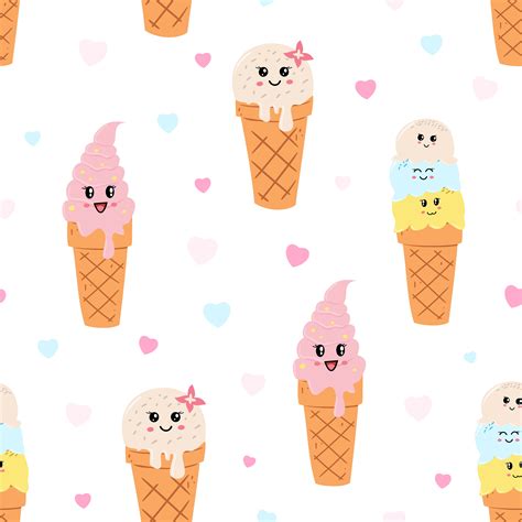 seamless pattern delicious ice cream cones   vectors