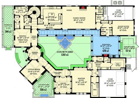house plans  large courtyards