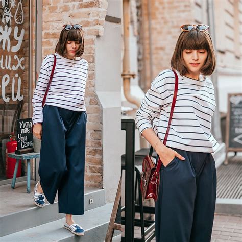 christinakarina vartanovy bonprix striped sweatshirt bonprix navy blue wide leg culottes