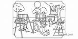 Park Colouring Playground Children Play Scene Ks1 Rgb sketch template