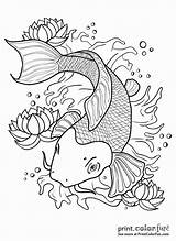 Koi Coloring Fish Pages Japanese Getcolorings sketch template