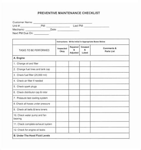 apartment maintenance checklist template fresh  preventive