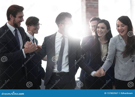 portrait  businessman leading  team  office stock image image