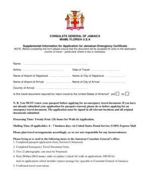 sample letter  emergency travel document fill  printable