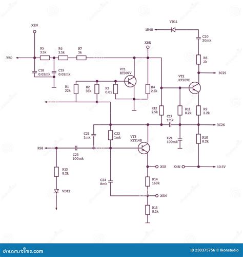 wiring diagram  radio parts stock vector illustration  computer digital