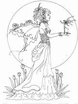 Fairies Colouring Mythical Mystical Nymph Faries Fae Elves Sprite Faeries sketch template