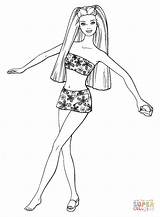 Barbie Coloring Pages Swimsuit Printable Drawing Paper sketch template