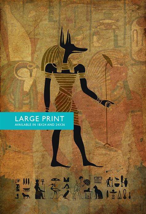 Egyptian Anubis Print Vintage Ancient Egypt Decor Ocean