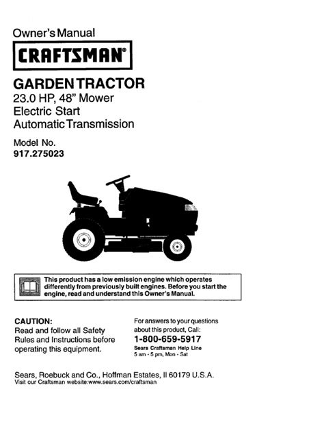 craftsman gt owners manual  motor oil tractor