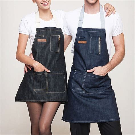 new fashion antifouling kitchen cooking denim apron for woman and man