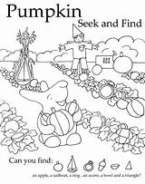 Seek Hidden Find Coloring Pages Worksheets Kids Objects Printables Sheets Printable Thanksgiving Preschool Fall Worksheet Halloween Pumpkin Puzzles Finds Book sketch template