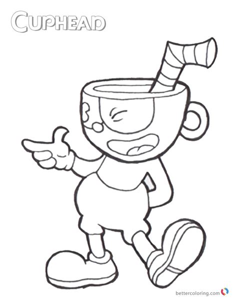 Cuphead Coloring Pages In Dont Deal With Devil Free Printable