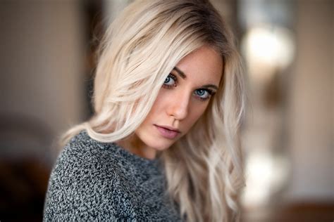 women model blonde face blue eyes portrait sweater wallpapers hd desktop and mobile
