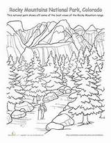 Coloring National Park Rocky Pages Mountains Books Parks Worksheets Mountain Sheets Printables Adult Colouring Book sketch template
