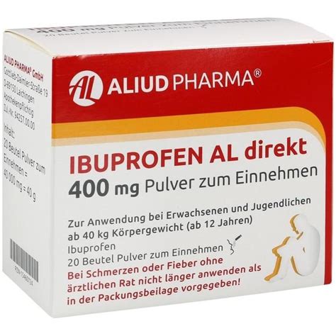 ibuprofen al direkt  mg pulver zum einnehmen  st schmerzen disapode versandapotheke