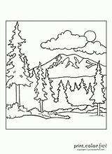 Coloring Forest Pages Mountain Scene Color Printable Adult Kids Landscape Book Sky Printcolorfun Print Sheets Drawing Printables Nature Trees Template sketch template