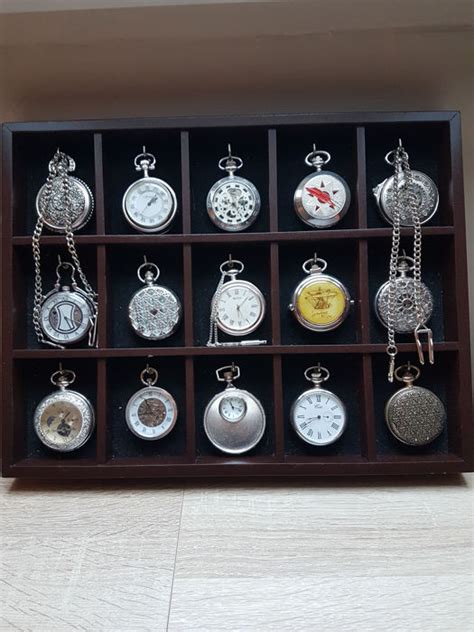 mechanical pocket watches  wood display silverplate catawiki