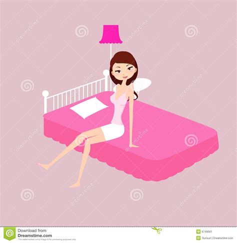 girls sit on a bed stock image image 6749561
