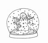 Snowman Globe Digi sketch template