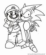Sonic Mario Färglägg Ritmallar Och Super Coloring sketch template