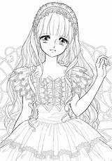 Coloring Anime Pages Girls sketch template