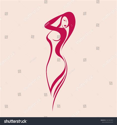 woman body logoyoung female silhouettelong wavy stock vector royalty