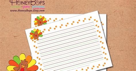 honeybops freebie lil turkey printable writing paper