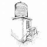 Water Tower Drawing Getdrawings Clean sketch template