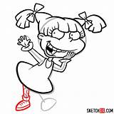 Angelica Draw Pickles Rugrats Drawing Step Easy Characters Sketchok sketch template