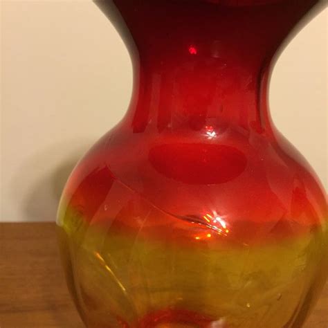 Blenko Signed Amberina Glass Vase Chairish