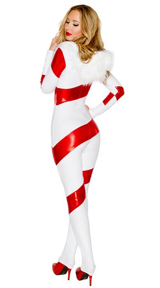 Candy Cane Hooded Catsuit Candy Cane Catsuit Candy Cane Costume