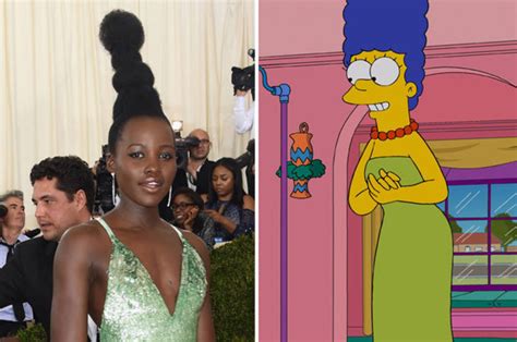 Is That Marge Simpson Lupita Nyongo Wears Green Dress And Hair Like