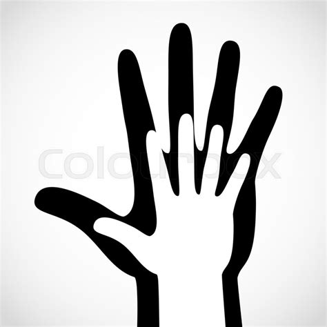 Black Color Big Hand And White Small Hand Vector Concept